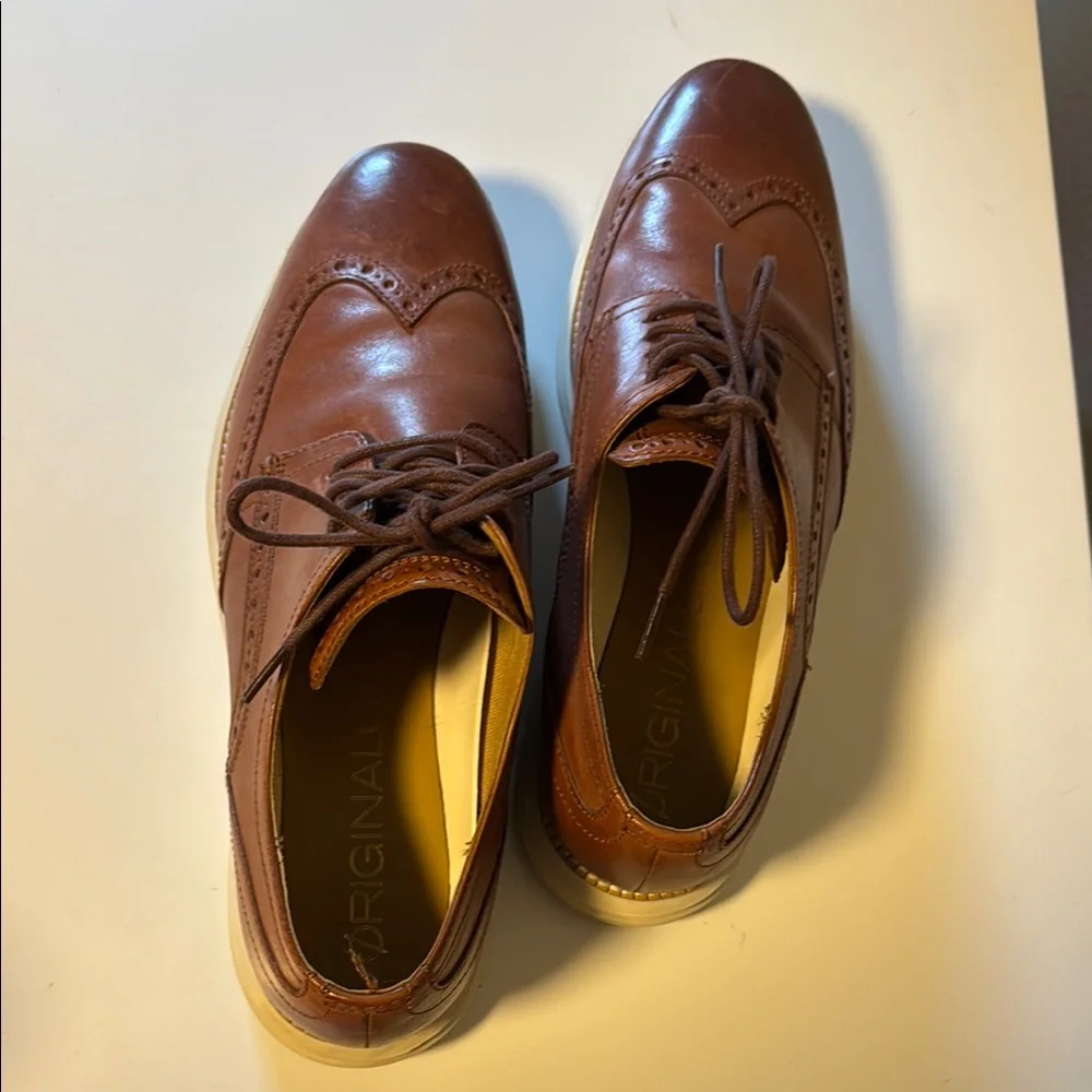Men's ØriginalGrand Wingtip Oxfords Dress Shoes Cole Hann 11.5 Wide (worn twice) - Picture 2 of 12